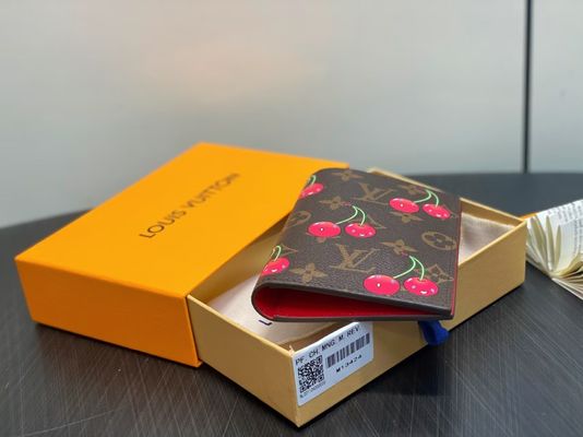 LV x TM Brown Red Cowhide Luxury Designer Wallet 14x2.5x10cm Passport Holder Wallet