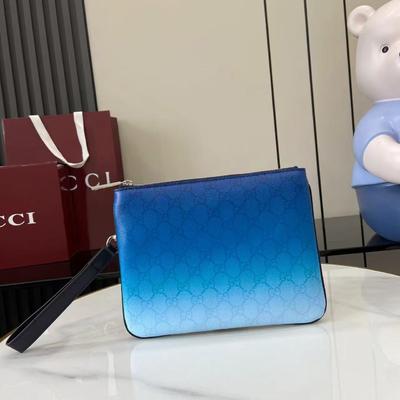 Cowhide Blue Gradient Leather Handbag 23x17x1.5cm