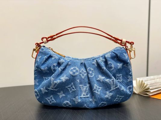 Blue Denim LV Handbag 15x7x21cm Cowhide Leather Shoulder Bag