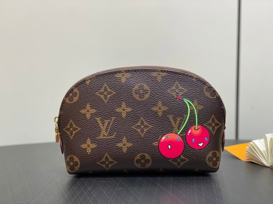 LV Monogram Cowhide Makeup Bag 17x12x6cm Brown