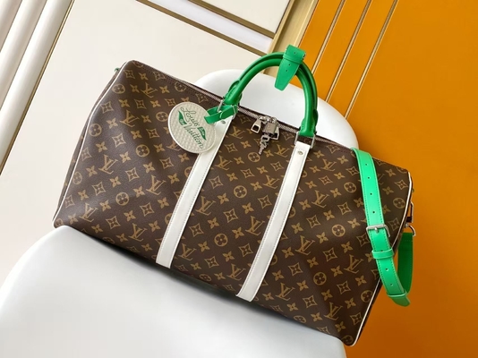 LV Monogram Coated Canvas Travel Bag 29x23x50cm Brown Cowhide