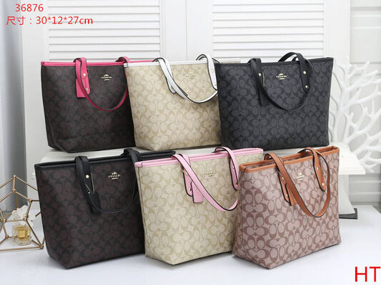 Coach Monogram PVC Large Capacity Tote Bag with Secure Zipper Closure