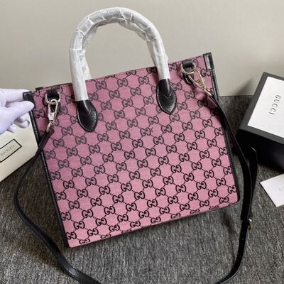 Gucci GG Series Large Capacity Tote Bag with Lock Buckle Closure and Adjustable Chain Strap