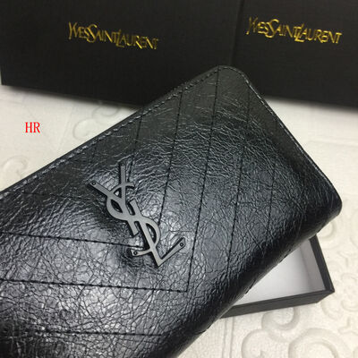 YSL Genuine Leather Card Holder with Sheepskin Texture in European and American Vintage Style